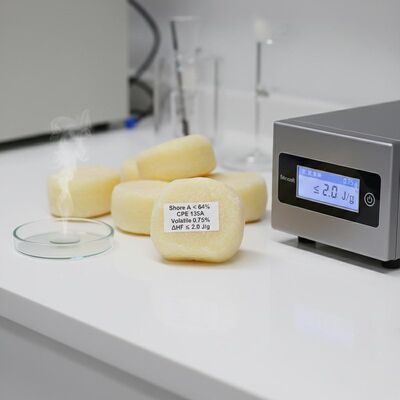 Shore Hardness A below 64 percent CPE 135A compound volatile 0.75 percent heat of fusion less than or equal to 2.0 joules per gram